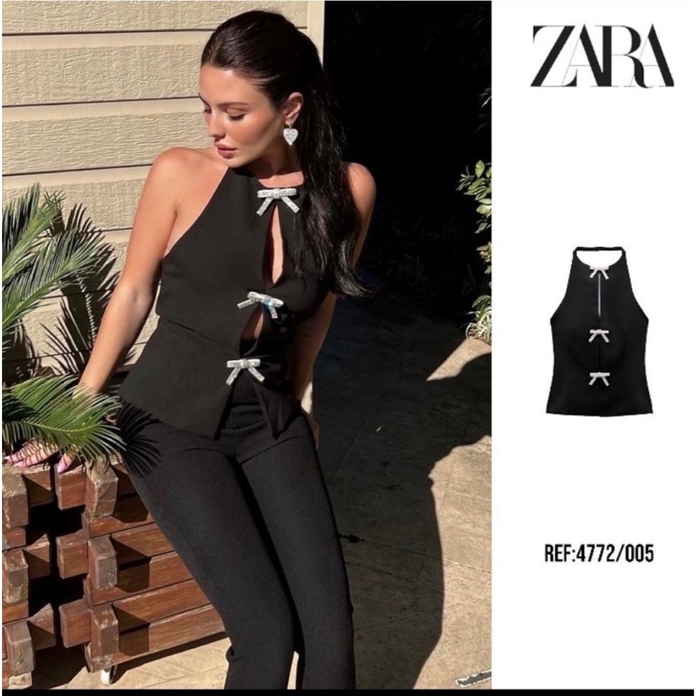 NWT ZARA HALTER TOP BOW JEWELS